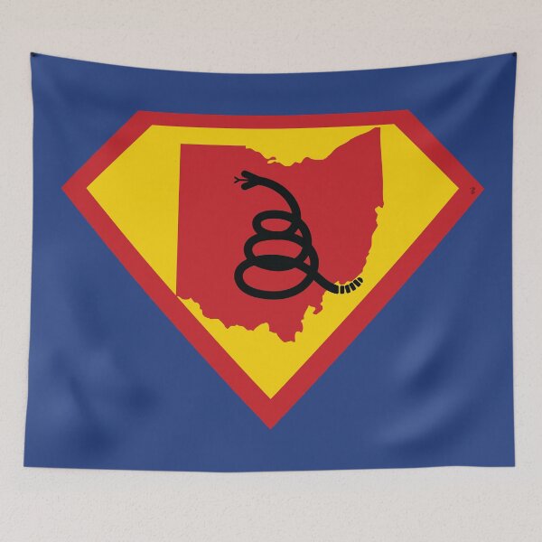 Item preview, OHIOAN SHIELD - Freedom Is The Superpower - Modern Gadsden Snake Flag - Dont Tread On Me SUPERHERO OHIO design designed and sold by pelagio.