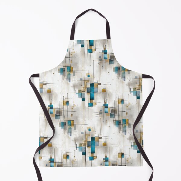 Item preview, Geometric Grid Pattern with Turquoise, Gold, and Charcoal Rectangles and Lines designed and sold by Moisky Patterns.