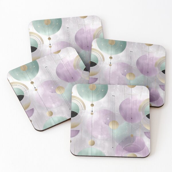 Item preview, Celestial Geometric Pattern with Mint, Lavender, and Gold Concentric Circles designed and sold by Moisky Patterns.