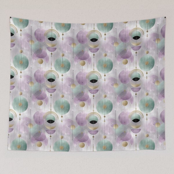 Item preview, Celestial Geometric Pattern with Mint, Lavender, and Gold Concentric Circles designed and sold by Moisky Patterns.