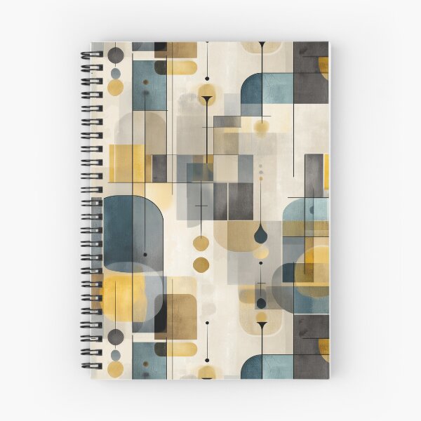 Aperçu de l'œuvre Motif géométrique moderne du milieu du siècle avec des accents moutarde, bleu sarcelle et anthracite créée et vendue par Moisky Patterns.