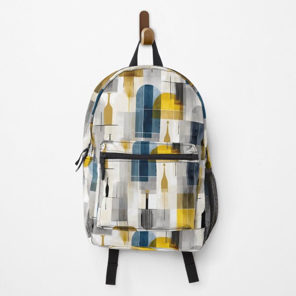 Item preview, Architectural Geometric Pattern with Arches and Modern Vase Silhouettes in Mustard, Teal, and Gray designed and sold by Moisky Patterns.