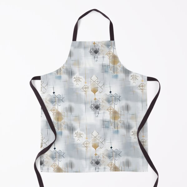 Item preview, Abstract Geometric Pattern with Floating Lines and Star Motifs in Blue, Gold, and Gray designed and sold by Moisky Patterns.