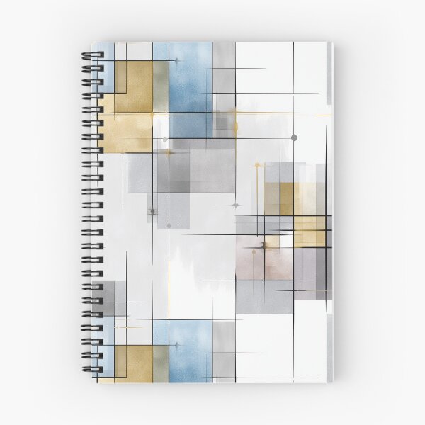 Item preview, Minimalist Geometric Abstract Pattern with Overlapping Rectangles and Fine Lines in Soft Gray, Blue, and Gold designed and sold by Moisky Patterns.