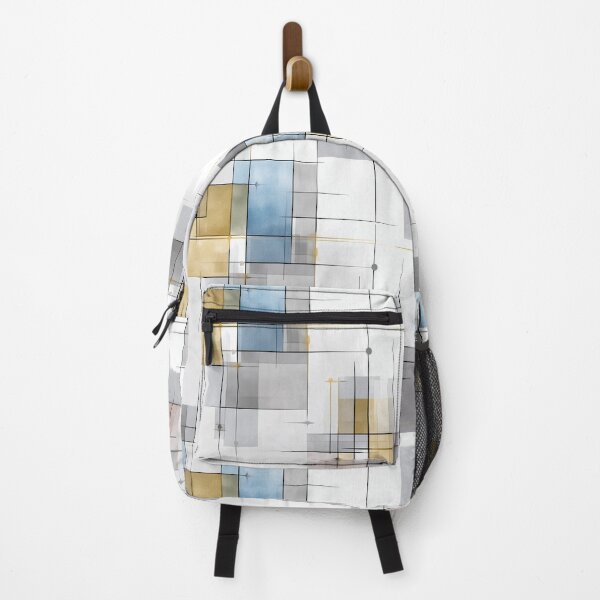 Item preview, Minimalist Geometric Abstract Pattern with Overlapping Rectangles and Fine Lines in Soft Gray, Blue, and Gold designed and sold by Moisky Patterns.