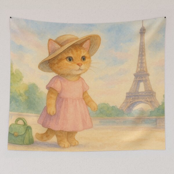 Item preview, Cat with a hat in Paris designed and sold by Mauswohn.
