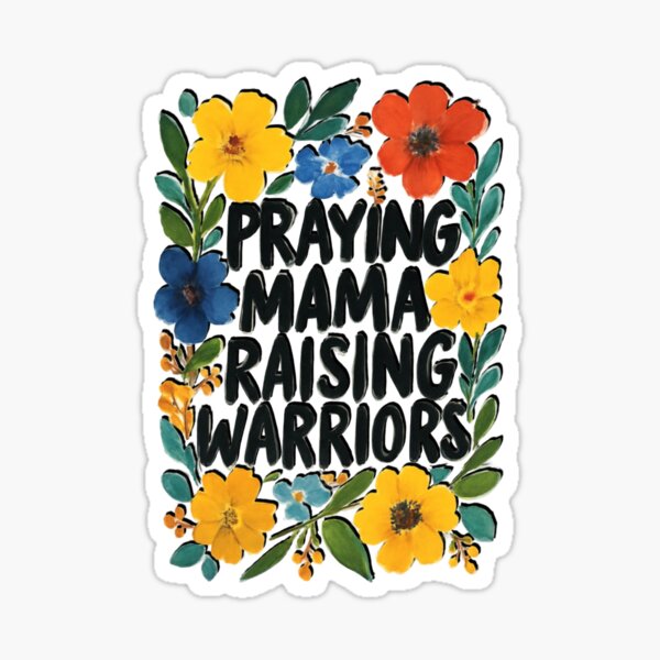 Item preview, Praying Mama Raising Warriors Watercolor Art Floral Frame with Bold Typography and Expressive Brushstrokes designed and sold by GhoulishGaze.
