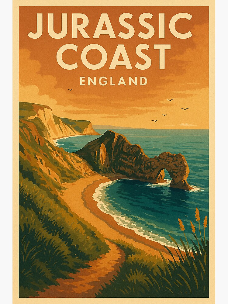 Thumbnail 2 of 2, Postcard, Jurassic Coast, England Retro Poster designed and sold by JoeWakey.