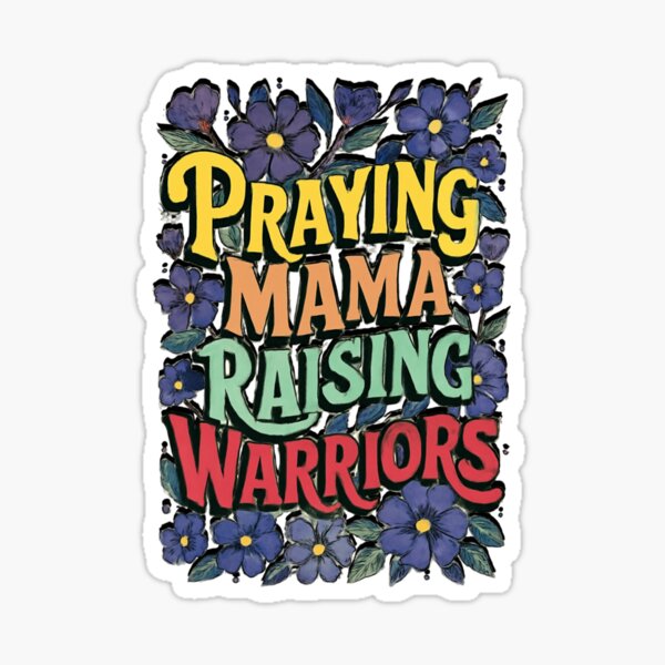 Item preview, Praying Mama Raising Warriors Floral Watercolor Design Bold Text & Dynamic Brushstrokes for Modern Wall Art designed and sold by GhoulishGaze.