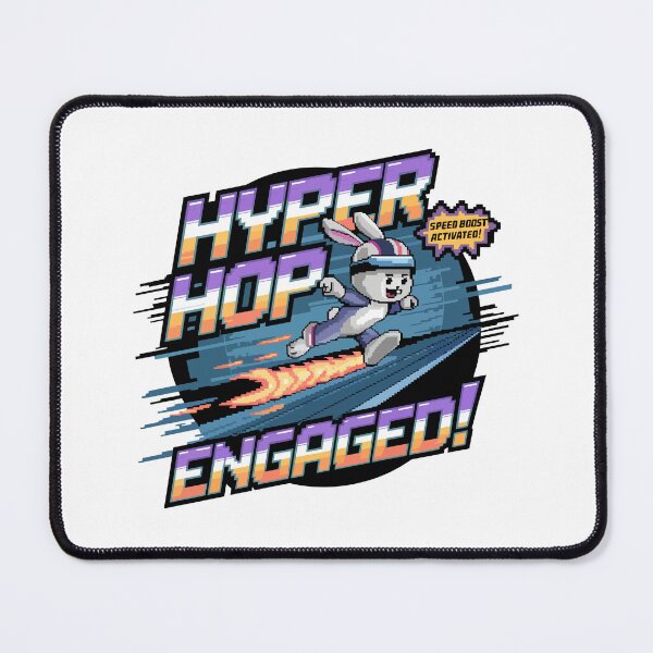 Item preview, Hyper Hop Engaged – Retro Gamer Bunny Speed Boost designed and sold by NaturePixel.