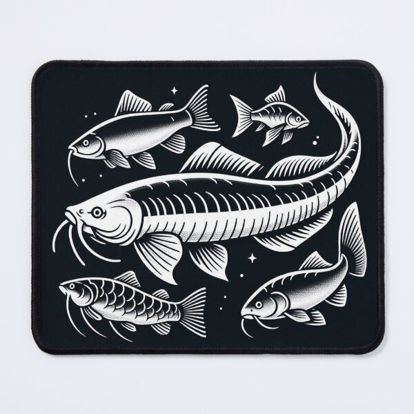 Item preview, AI Art: River Fish Collection in Black & White Vector Style – Minimalist Aquatic Design for Fish & Aquarium Lovers designed and sold by knalpot-design.