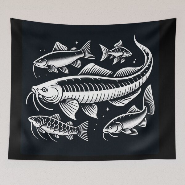 Item preview, AI Art: River Fish Collection in Black & White Vector Style – Minimalist Aquatic Design for Fish & Aquarium Lovers designed and sold by knalpot-design.