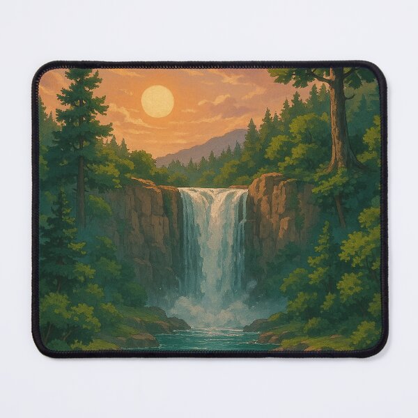 Item preview, Tranquil Waterfall Sunset - Lofi Nature Vibes designed and sold by DreamCraze.