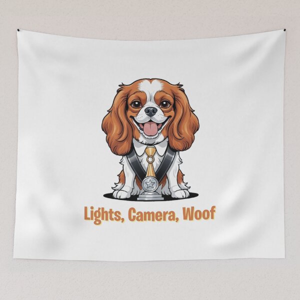 Item preview, Actress Cartoon with Cavalier King Charles Spaniel Dog Design – Funny and Unique Dog and Owner Artwork – Actress Gift – Pet Humor designed and sold by KoraTalks.