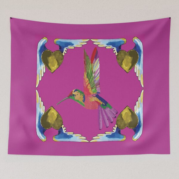 Aperçu de l'œuvre Oiseau Colibri - motif rose créée et vendue par StudioViArt.