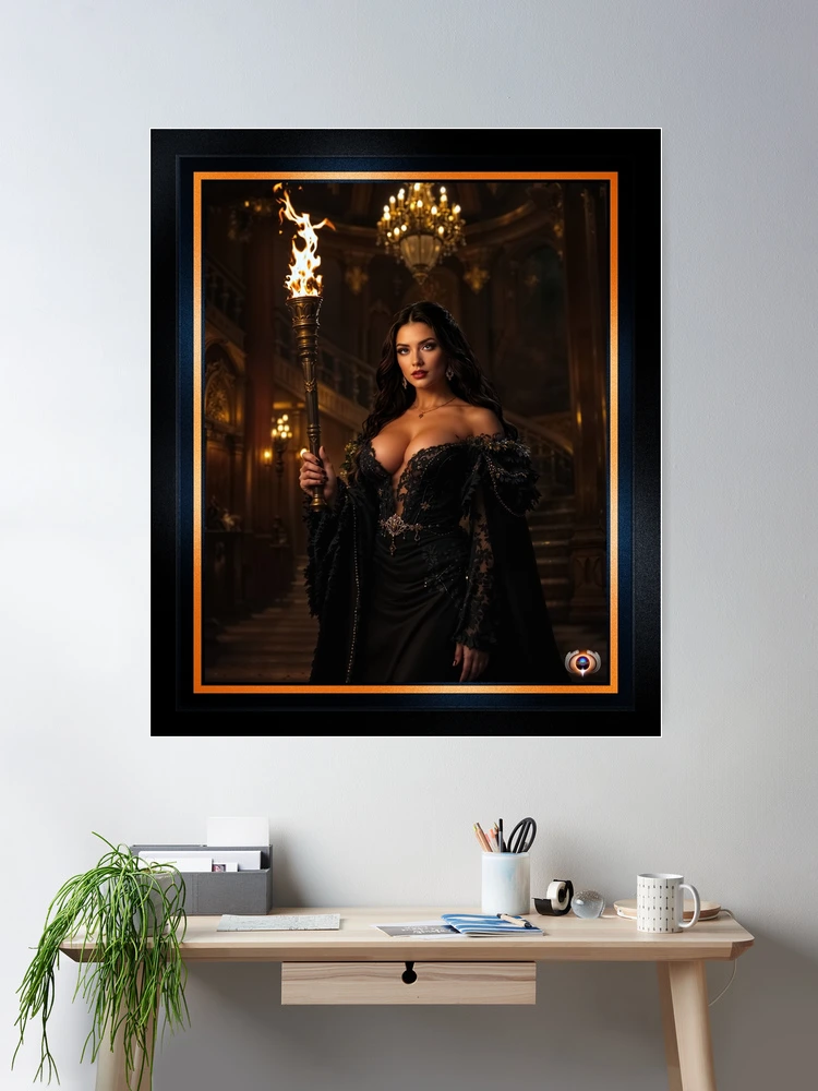 Portrait Of Trecia Viviana As The Torchbearer Of Zelfis Alluring AI Concept Art by Xzendor7 Room Decor Poster Art Print