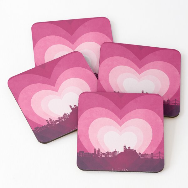 Item preview, Lleida Spain Skyline Hearts Pink designed and sold by ArtPrints.