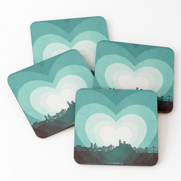 Item preview, Lleida Spain Skyline Hearts Teal designed and sold by ArtPrints.