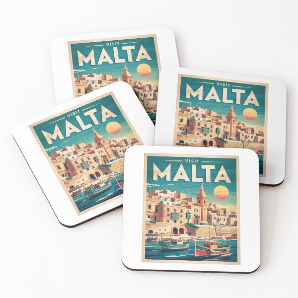 Item preview, Malta Retro Vintage Poster – Mediterranean port city in retro travel style designed and sold by pod24.