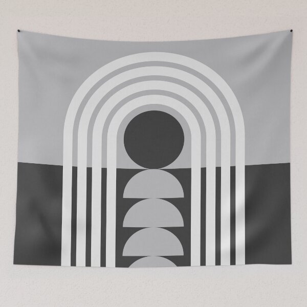 Item preview, Midcentury Modern Rainbow Arch Geometric Abstract 10 in Black Grey designed and sold by nineFlorals.