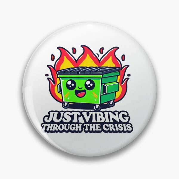 Item preview, Just Vibing Through the Crisis Funny Dumpster Fire Kawaii T-Shirt designed and sold by techtrinket.