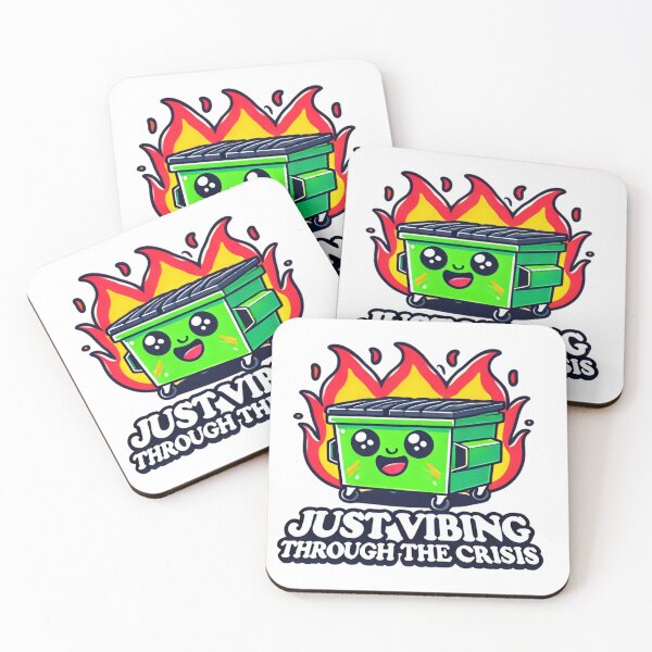 Item preview, Just Vibing Through the Crisis Funny Dumpster Fire Kawaii T-Shirt designed and sold by techtrinket.