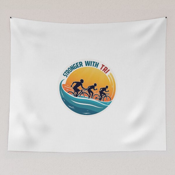 Item preview, Stronger With Tri – Bold Triathlon Addict Motivation Sticker designed and sold by Triathlongram.