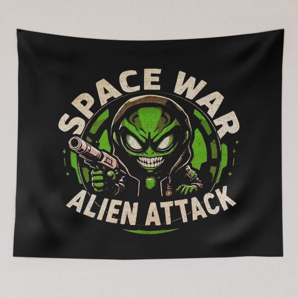 Item preview, Space War: Alien Attack – Evil Grin Alien Blaster Art designed and sold by SteadyRolling.