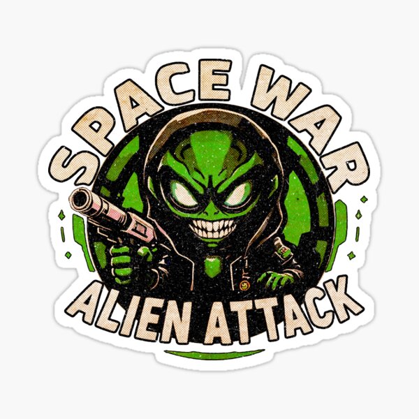 Item preview, Space War: Alien Attack – Evil Grin Alien Blaster Art designed and sold by SteadyRolling.