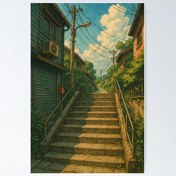 Item preview, Quiet Hill Stairs - Lofi Suburban Climb designed and sold by DreamCraze.
