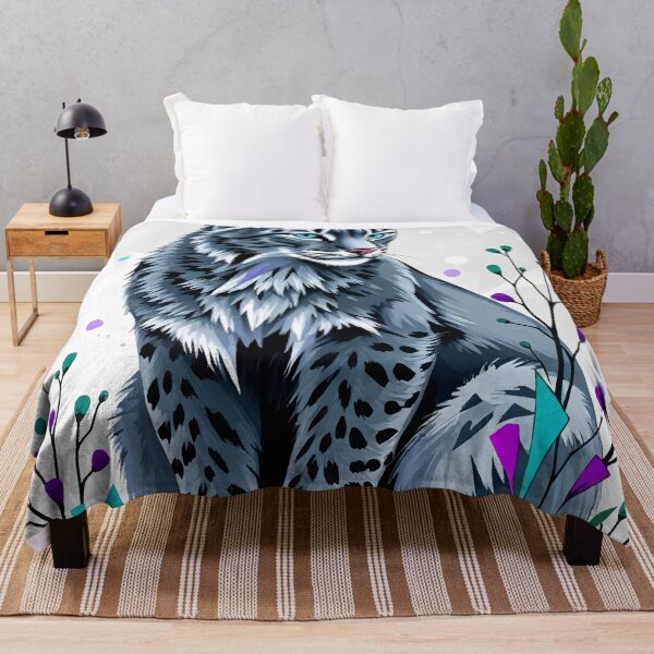 Item preview, Snow Lynx with Antlers in Geometric Fantasy Forest designed and sold by WildlifeInc.