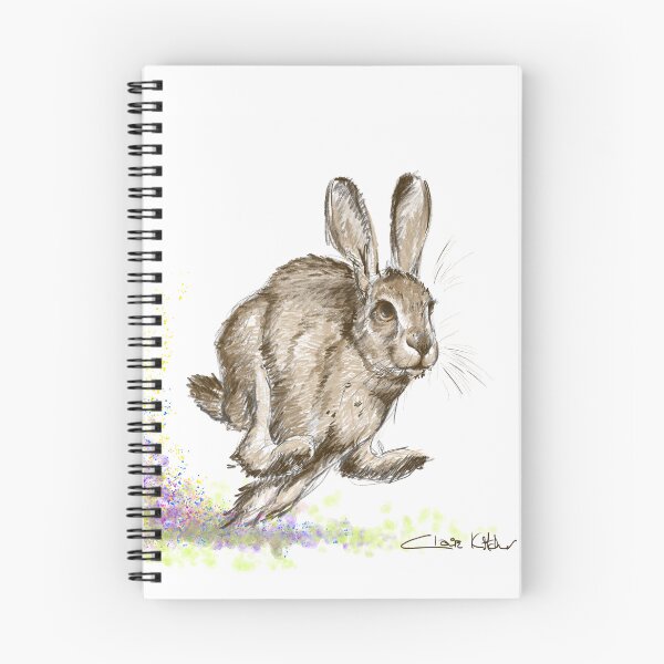 Item preview, A fun watercolour of a shower of rainbow dust kicked up by a sprinting hare, designed and sold by Claire Kitcher.