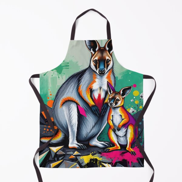 Item preview, Neon Wallaby and Joey Street Art – Vibrant Australian Wildlife Design designed and sold by WildlifeInc.
