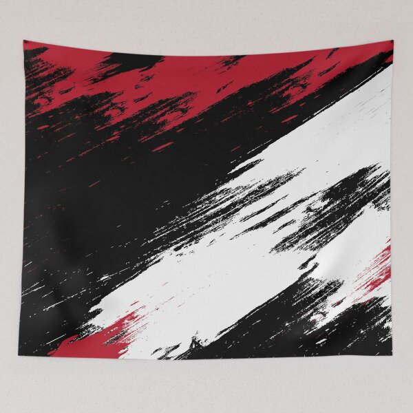 Item preview, Red and White brush stroke graphite  designed and sold by The Drape Lab.