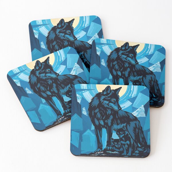 Item preview, Midnight Wolf Family Under Full Moon designed and sold by WildlifeInc.