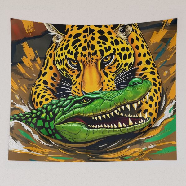 Item preview, Jaguar and Alligator Battle Art designed and sold by WildlifeInc.