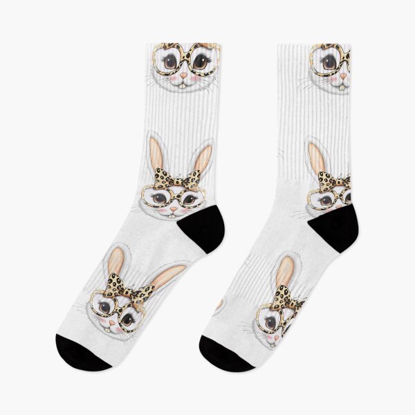 Item preview, Cute Bunny Wearing Leopard Bandana and Glasses – Funny Animal Illustration designed and sold by Colorful-Garden.