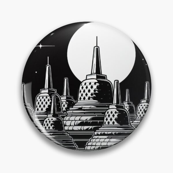 Item preview, AI Art: Borobudur Temple Jogja in Black & White Vector Style – Iconic Design for City & Travel Lovers designed and sold by knalpot-design.