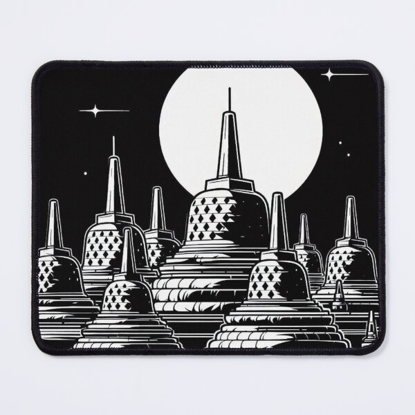 Item preview, AI Art: Borobudur Temple Jogja in Black & White Vector Style – Iconic Design for City & Travel Lovers designed and sold by knalpot-design.