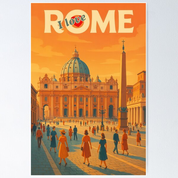 Item preview, I love ROME Petersplace Vintage Poster designed and sold by Kingdom of the Fly Design.