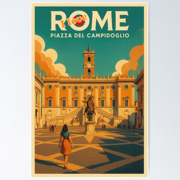 Item preview, I love ROME Piazza del Campidoglio Vintage Poster designed and sold by Kingdom of the Fly Design.