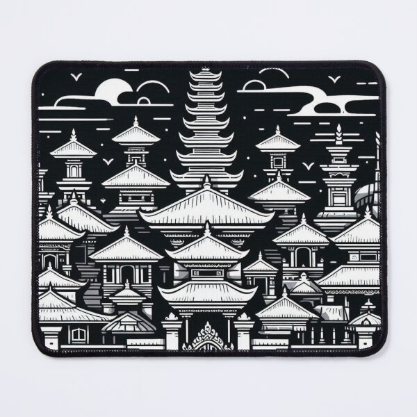 Item preview, AI Art: Traditional Bali Building in Black & White Vector Style – Cultural City Design for Travel & Architecture Lovers designed and sold by knalpot-design.