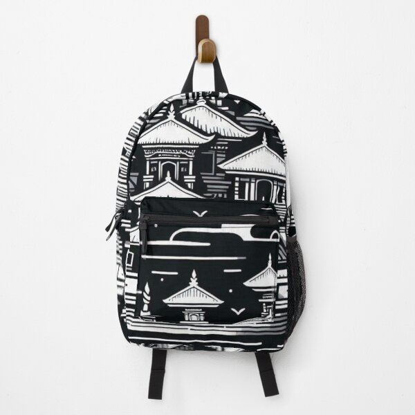 Item preview, AI Art: Traditional Bali Building in Black & White Vector Style – Cultural City Design for Travel & Architecture Lovers designed and sold by knalpot-design.