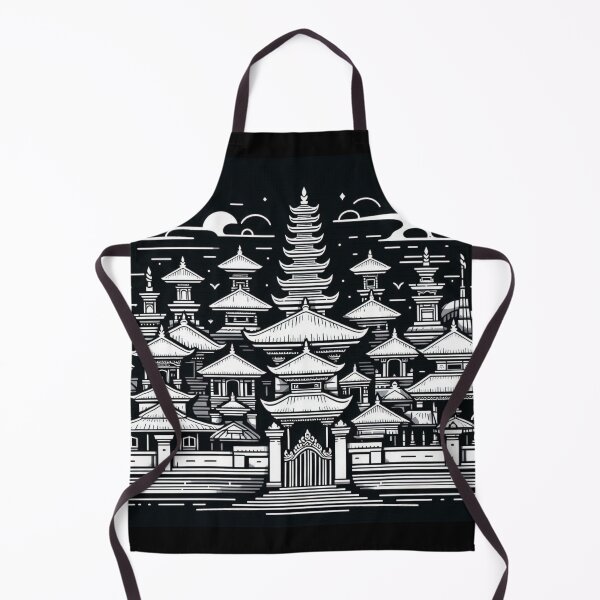 Item preview, AI Art: Traditional Bali Building in Black & White Vector Style – Cultural City Design for Travel & Architecture Lovers designed and sold by knalpot-design.
