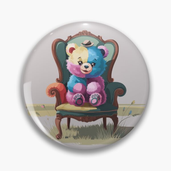Item preview, a colorful bear with fur like cotton candy sitting on the oldest chair. designed and sold by 123ks.