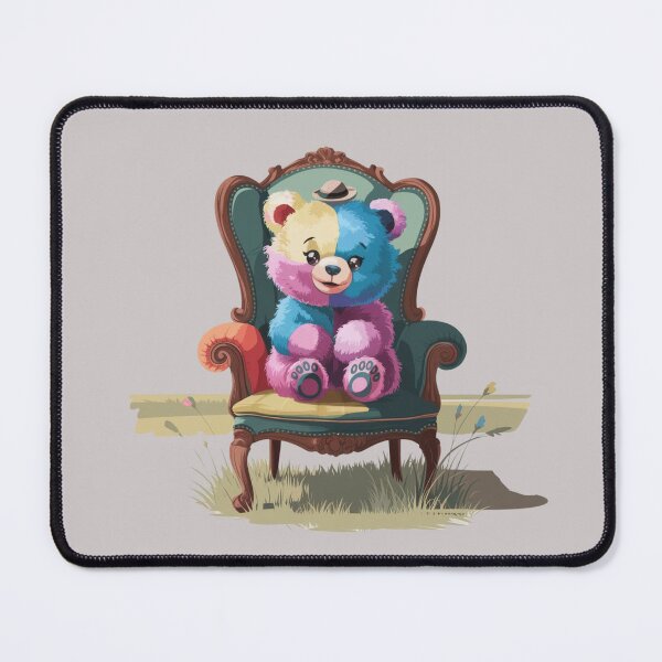 Item preview, a colorful bear with fur like cotton candy sitting on the oldest chair. designed and sold by 123ks.