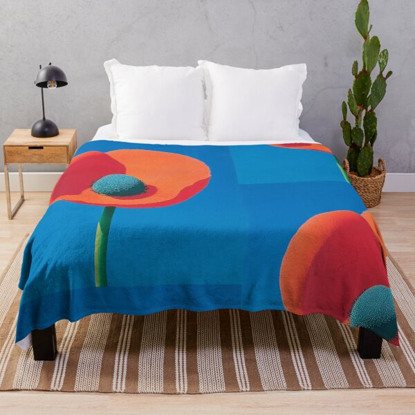 Item preview, Vibrant Orange Poppy Flower on Blue Sky – Modern Minimal Pop Art Botanical Wall Print designed and sold by Kybruno's Creations.
