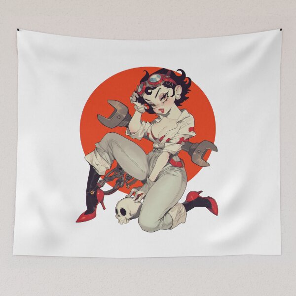 Item preview, Mechanic Betty Pinup cartoon girl designed and sold by blackdogshop.