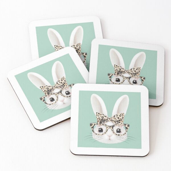 Item preview, Cute Bunny Wearing Leopard Bandana and Glasses – Funny Animal Illustration designed and sold by Colorful-Garden.