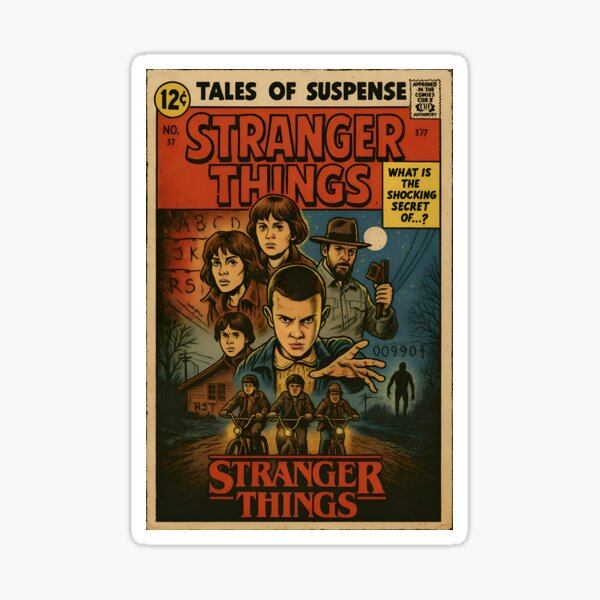 Artikel-Vorschau von Suspense-Geschichten: Comic-Cover „Stranger Things“, designt und verkauft von WabushiDesigns.
